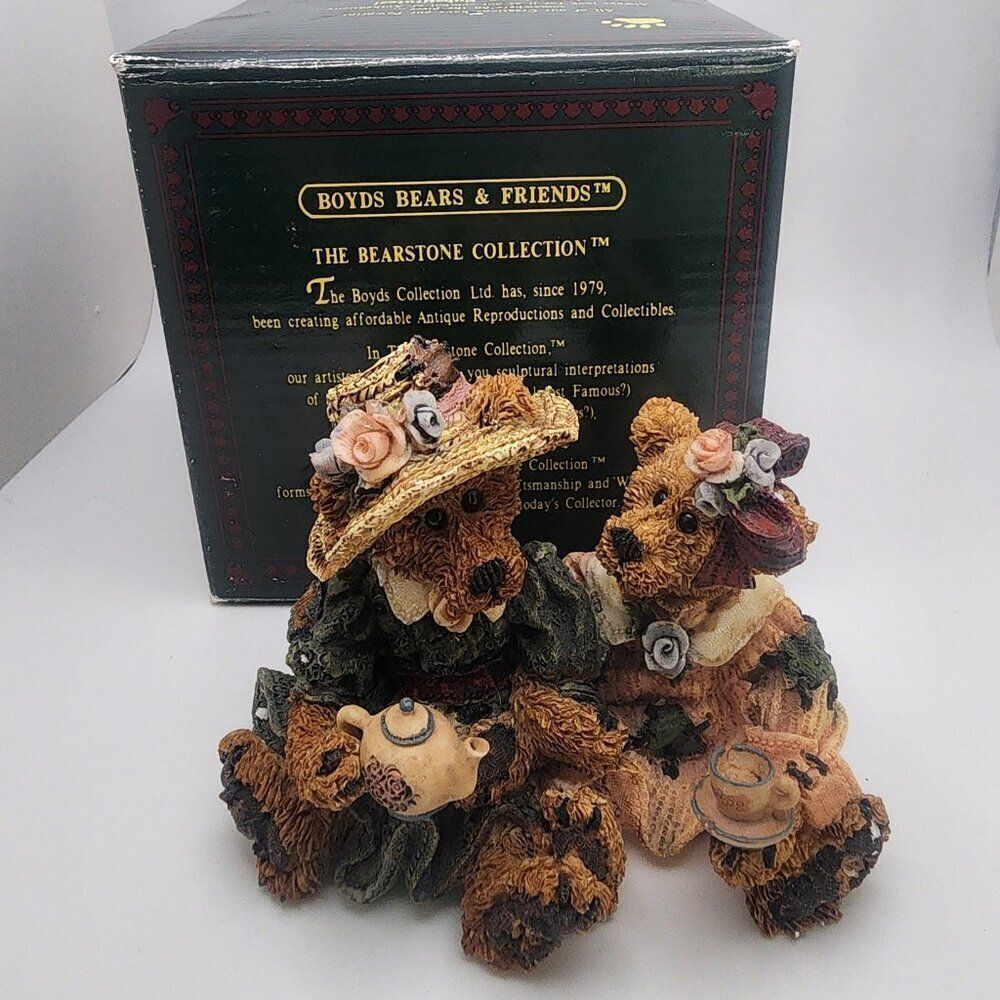 Vintage 1993 Boyds Bears "Emma & Baily...Afternoon Tea" Figurine with Box - Picture 1 of 10